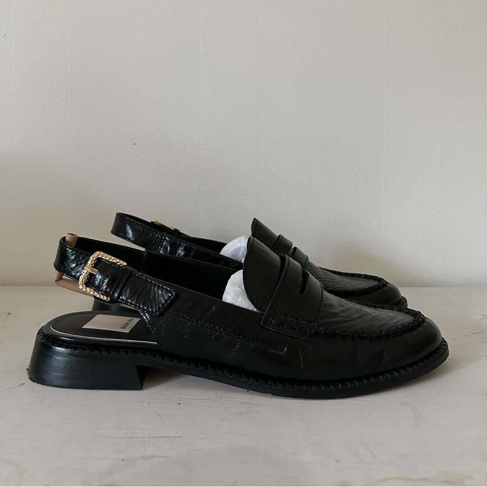 Dolce Vita “hardi loafers in midnight crinkle patent”